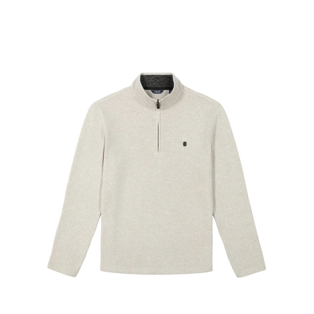 IZOD Sweater Fleece Mens XL Beige New Rock Heather 1/4 Zip Pullover